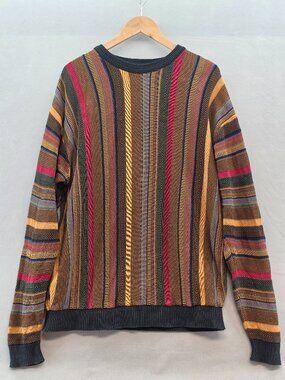 Vintage Norm Thompson Sweater Mens XL Knit Coogie Style 3D Textured Biggie Cosby